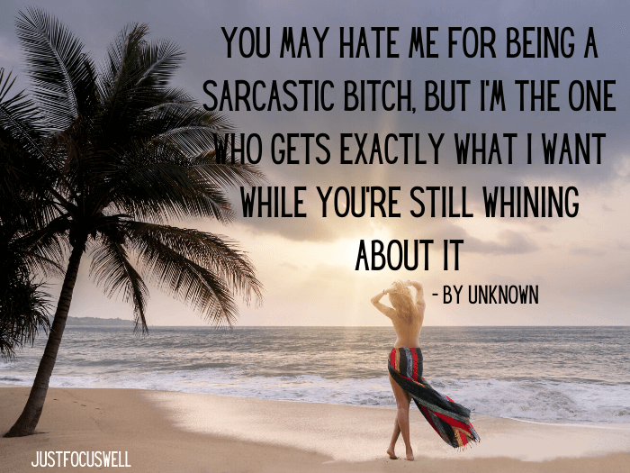 You may hate me for being a sarcastic bitch, but I’m the one who gets exactly what I want while you’re still whining about it