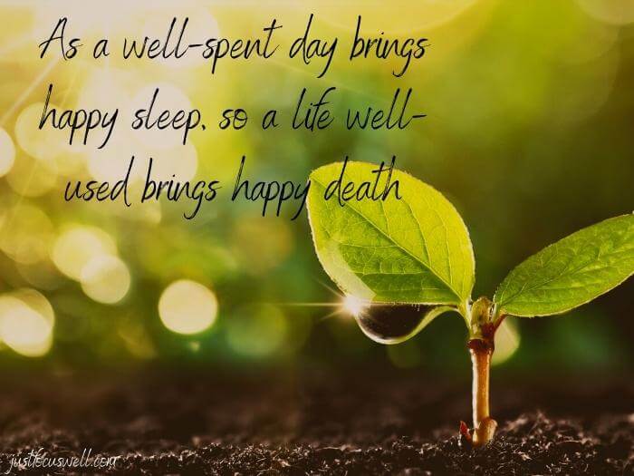 As a well-spent day brings happy sleep, so a life well-used brings happy death