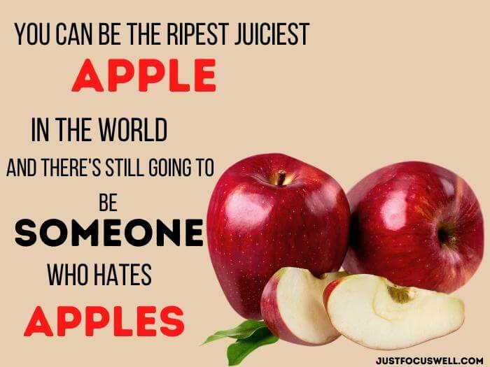 You can be the ripest, juiciest apple in the world and there's still going to be someone who hates apples.