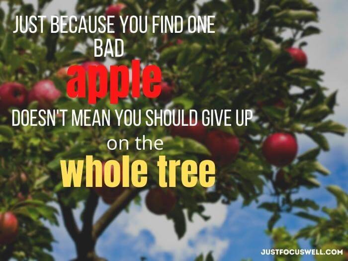 Just because you find one bad apple doesn't mean you should give up on the whole tree